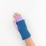 Santacana Two Tone Fingerless Gloves In Blue/Pink - Big Bag NY