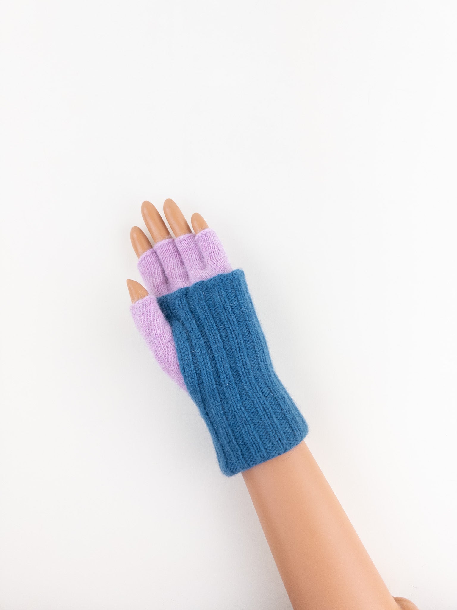 Santacana Two Tone Fingerless Gloves In Blue/Pink - Big Bag NY