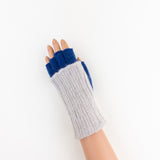 Santacana Two Tone Fingerless Gloves In Grey/Blue - Big Bag NY