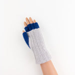 Santacana Two Tone Fingerless Gloves In Grey/Blue - Big Bag NY