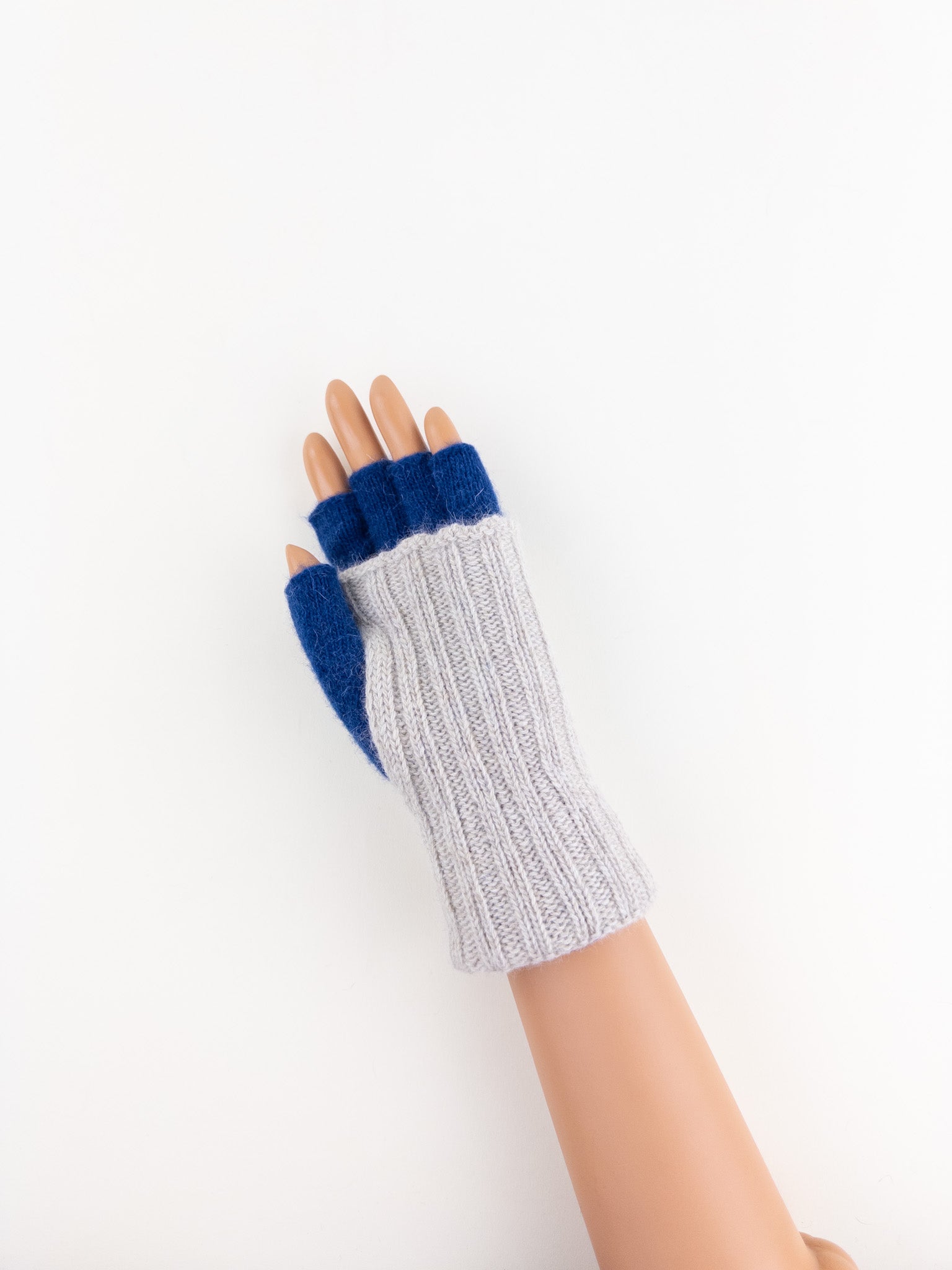 Santacana Two Tone Fingerless Gloves In Grey/Blue - Big Bag NY