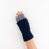 Santacana Two Tone Fingerless Gloves In Navy/Grey - Big Bag NY