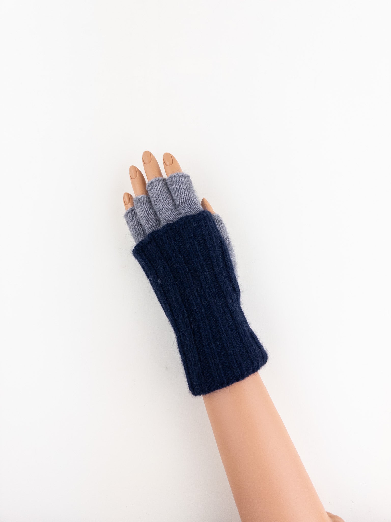 Santacana Two Tone Fingerless Gloves In Navy/Grey - Big Bag NY