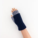 Santacana Two Tone Fingerless Gloves In Navy/Grey - Big Bag NY