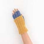 Santacana Two Tone Fingerless Gloves In Yellow/Blue - Big Bag NY