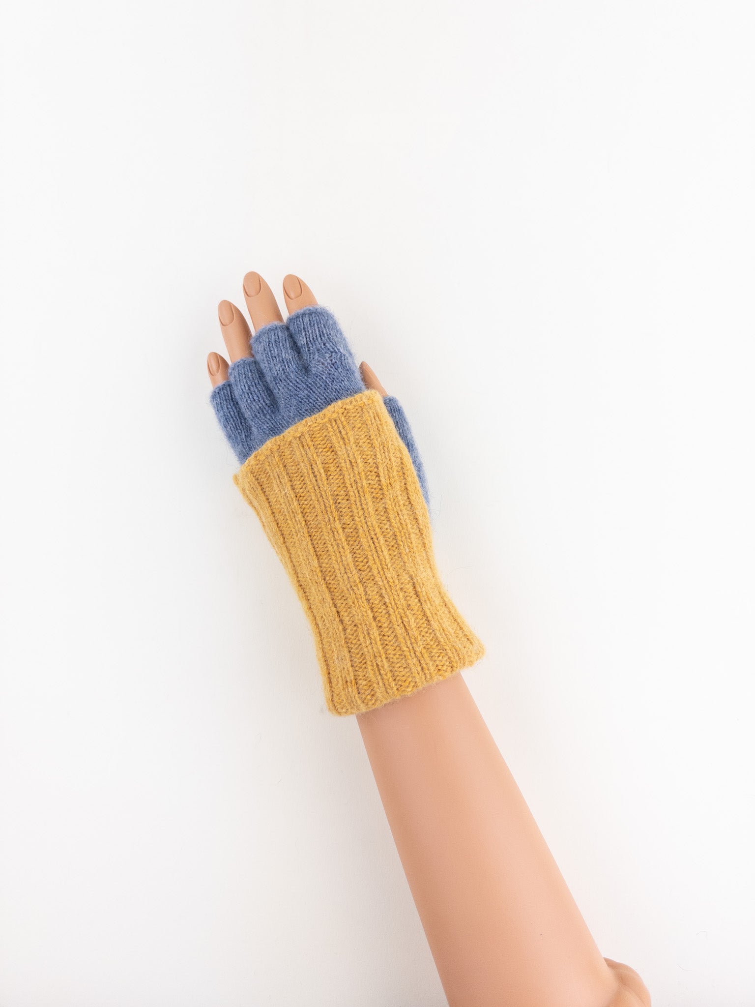 Santacana Two Tone Fingerless Gloves In Yellow/Blue - Big Bag NY