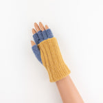 Santacana Two Tone Fingerless Gloves In Yellow/Blue - Big Bag NY