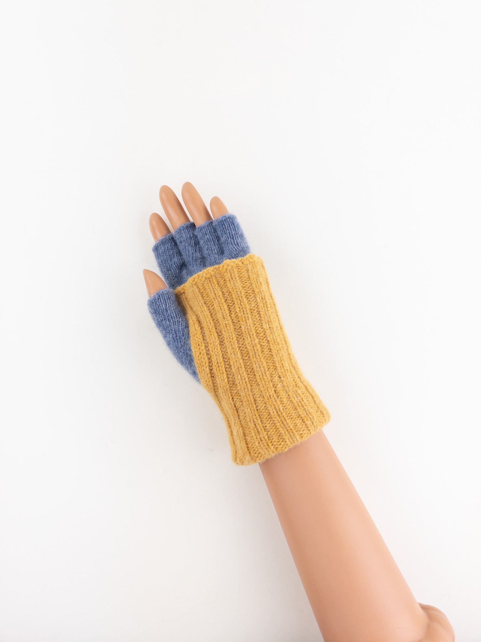 Santacana Two Tone Fingerless Gloves In Yellow/Blue - Big Bag NY