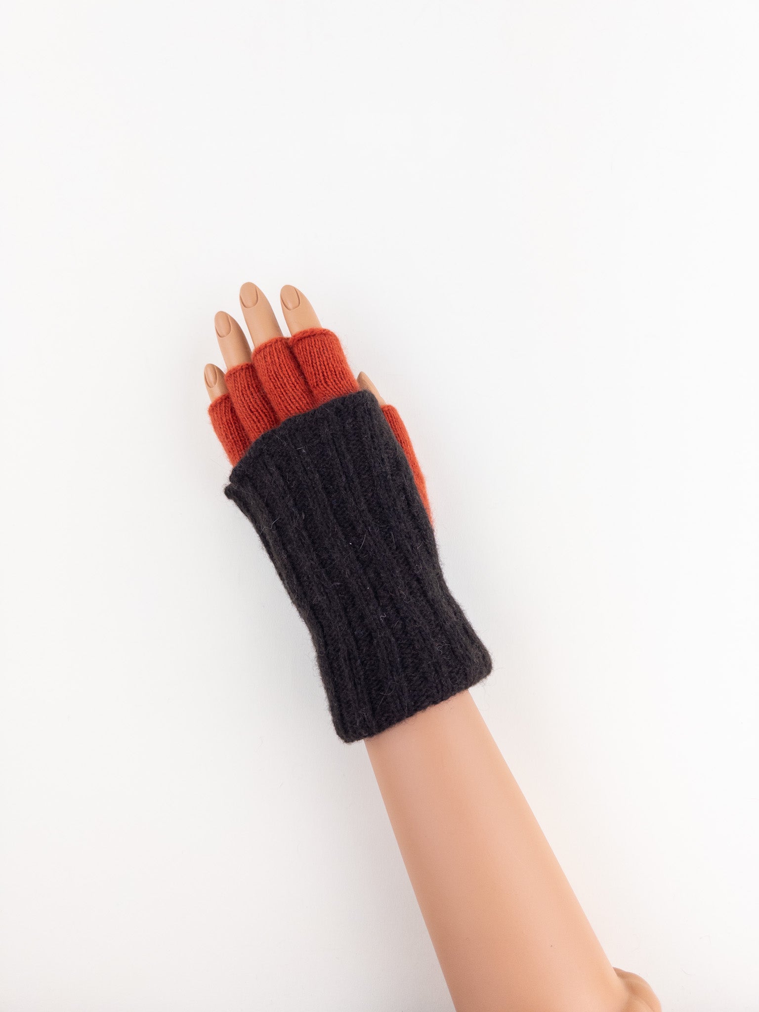 Santacana Two Tone Fingerless Gloves In Brown/Orange - Big Bag NY