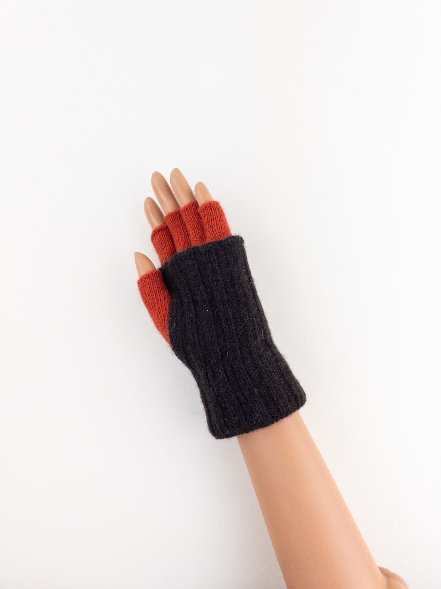 Santacana Two Tone Fingerless Gloves In Brown/Orange - Big Bag NY