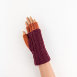 Santacana Two Tone Fingerless Gloves In Burgundy/Orange - Big Bag NY