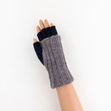 Santacana Two Tone Fingerless Gloves In Grey/Black - Big Bag NY