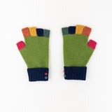 Santacana Wool and Angora Fingerless Multicolor Glove in Green - Big Bag NY