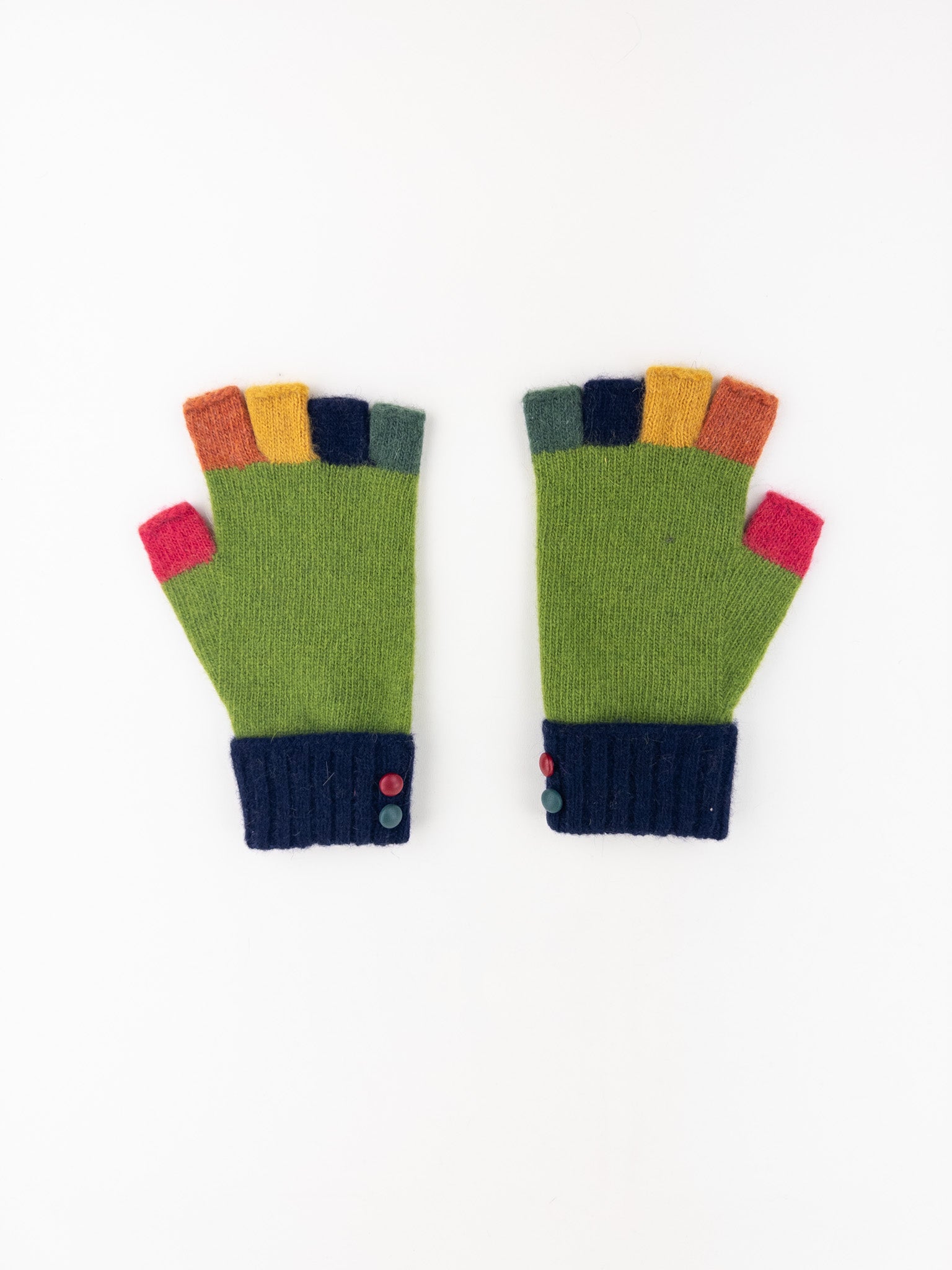 Santacana Wool and Angora Fingerless Multicolor Glove in Green - Big Bag NY