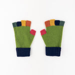 Santacana Wool and Angora Fingerless Multicolor Glove in Green - Big Bag NY