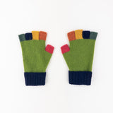 Santacana Wool and Angora Fingerless Multicolor Glove in Green - Big Bag NY