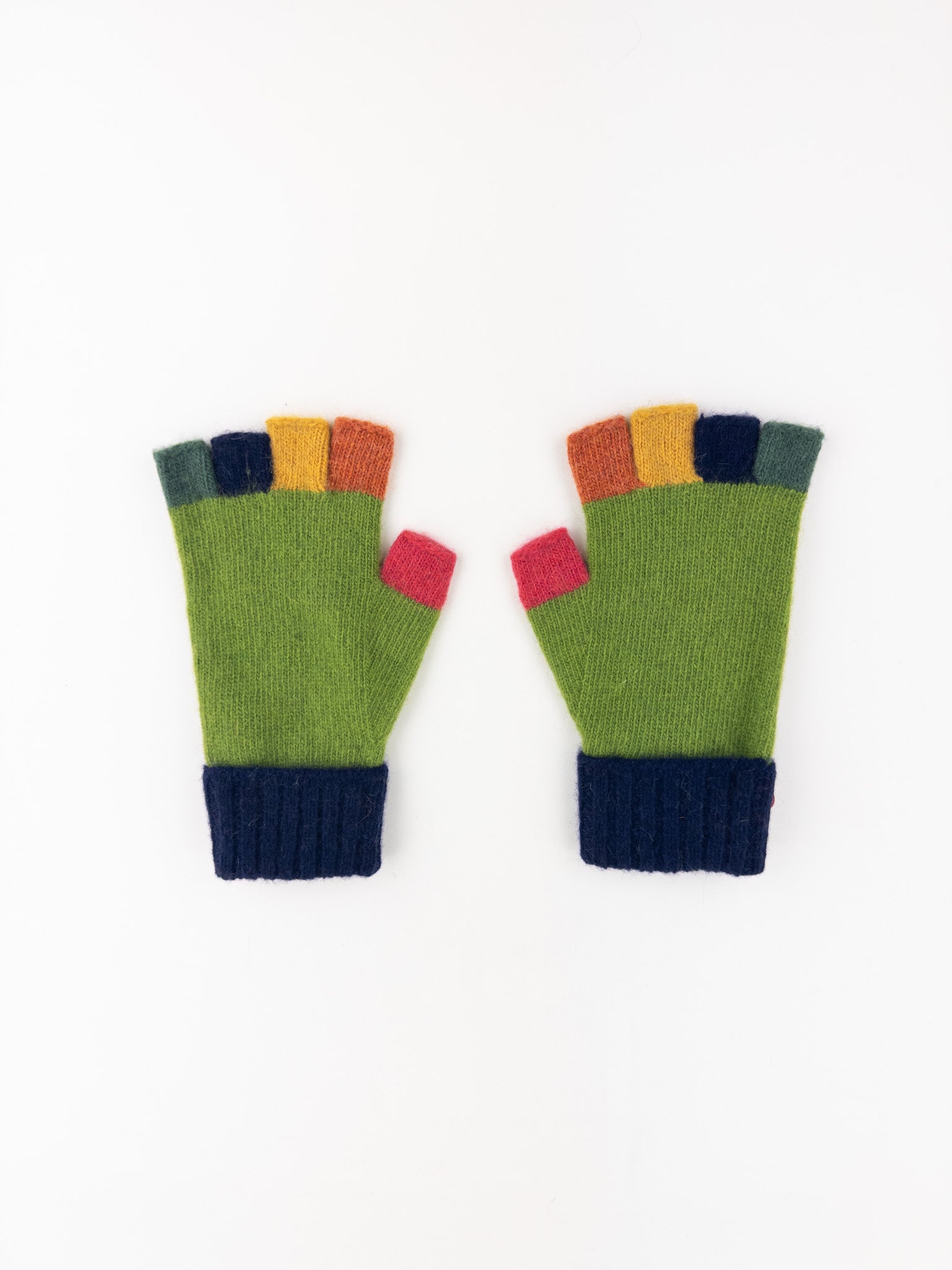 Santacana Wool and Angora Fingerless Multicolor Glove in Green - Big Bag NY