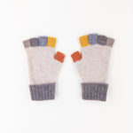 Santacana Wool and Angora Fingerless Multicolor Glove in Beige - Big Bag NY