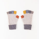 Santacana Wool and Angora Fingerless Multicolor Glove in Beige - Big Bag NY