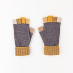 Santacana Wool and Angora Fingerless Multicolor Glove in Vison - Big Bag NY