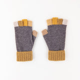 Santacana Wool and Angora Fingerless Multicolor Glove in Vison - Big Bag NY