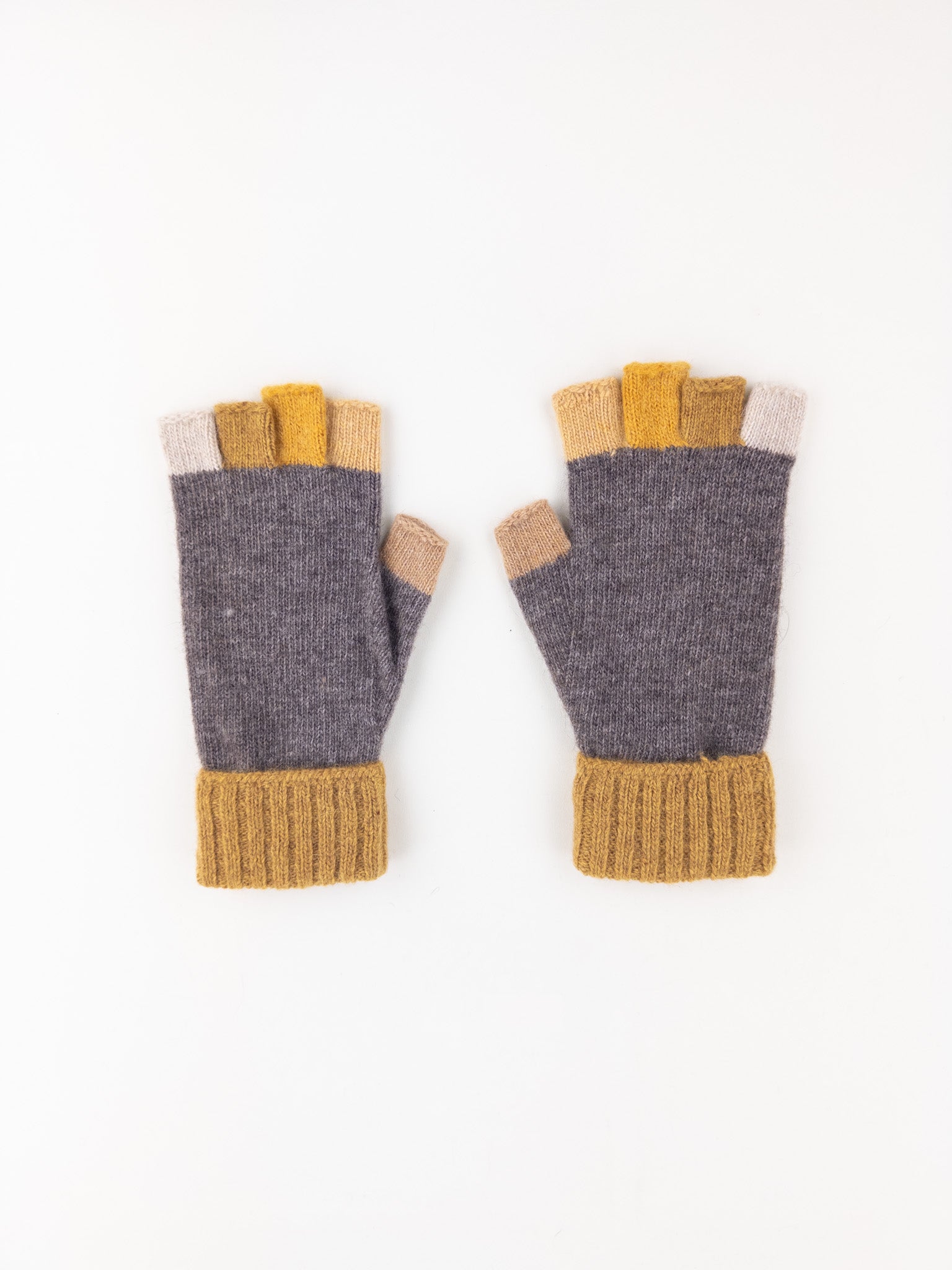 Santacana Wool and Angora Fingerless Multicolor Glove in Vison - Big Bag NY