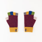 Santacana Wool and Angora Fingerless Multicolor Glove in Burdeos - Big Bag NY