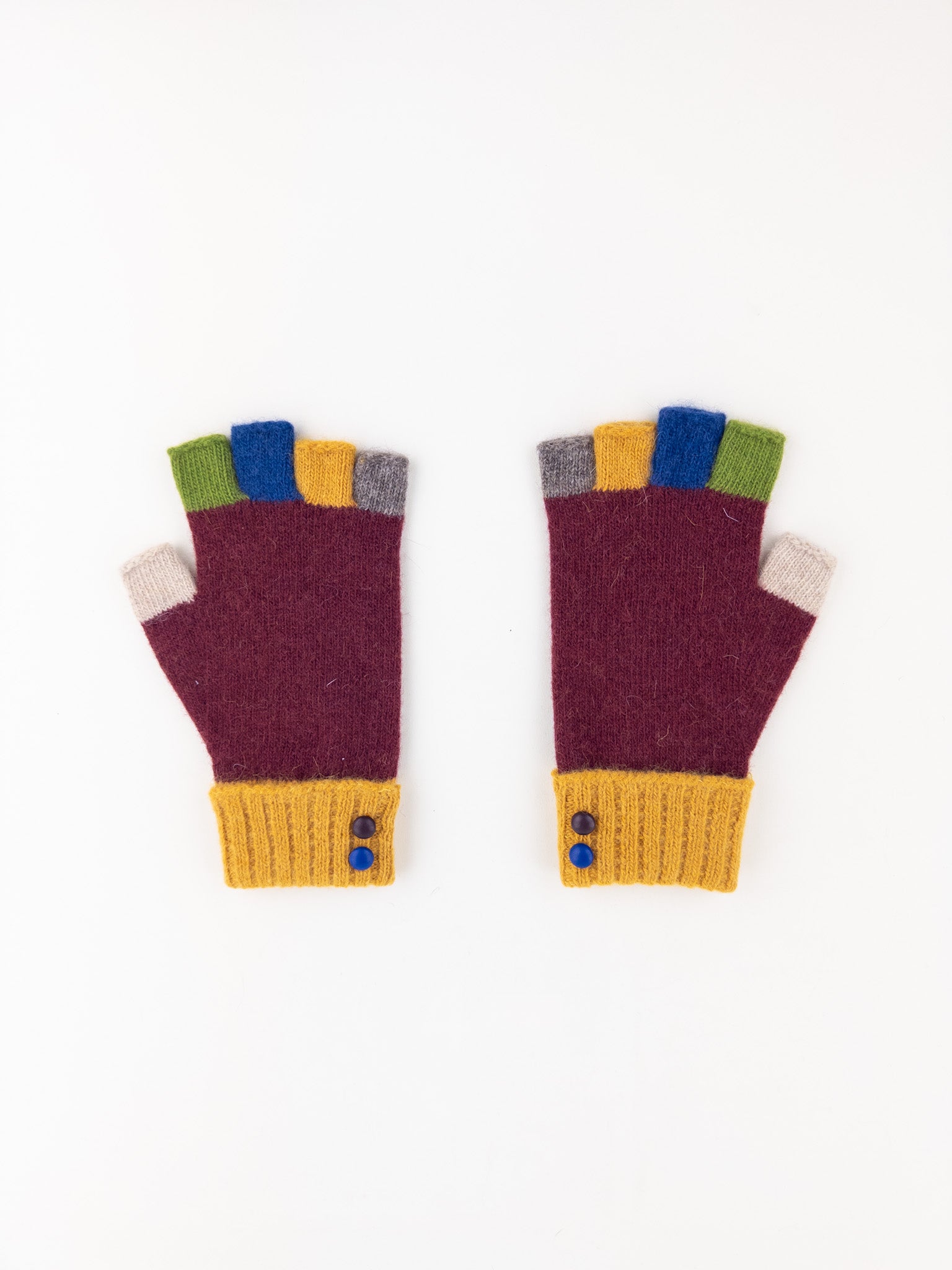 Santacana Wool and Angora Fingerless Multicolor Glove in Burdeos - Big Bag NY