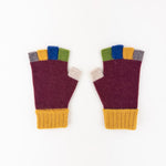 Santacana Wool and Angora Fingerless Multicolor Glove in Burdeos - Big Bag NY