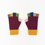 Santacana Wool and Angora Fingerless Multicolor Glove in Burdeos - Big Bag NY