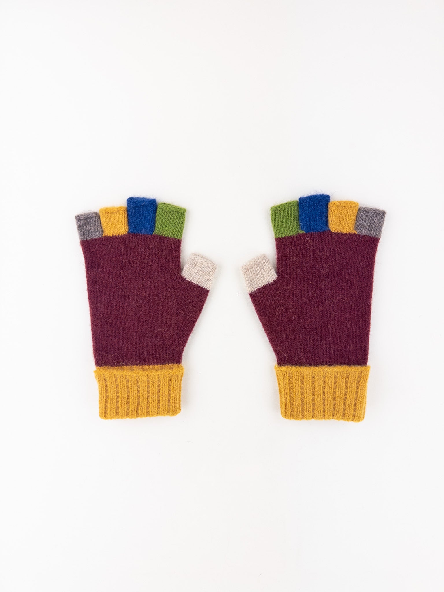 Santacana Wool and Angora Fingerless Multicolor Glove in Burdeos - Big Bag NY