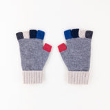 Santacana Wool and Angora Fingerless Multicolor Glove in Grey - Big Bag NY