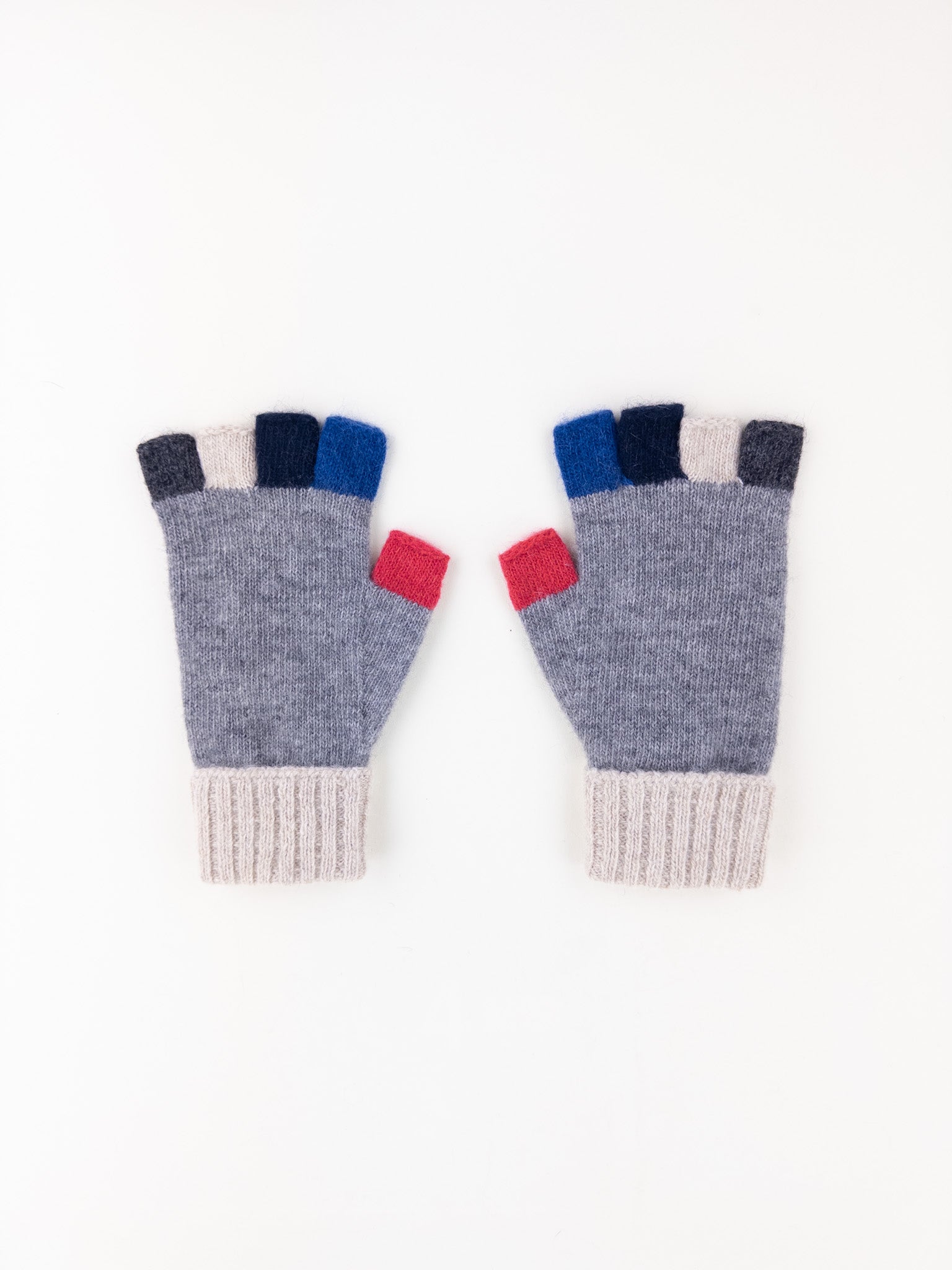 Santacana Wool and Angora Fingerless Multicolor Glove in Grey - Big Bag NY