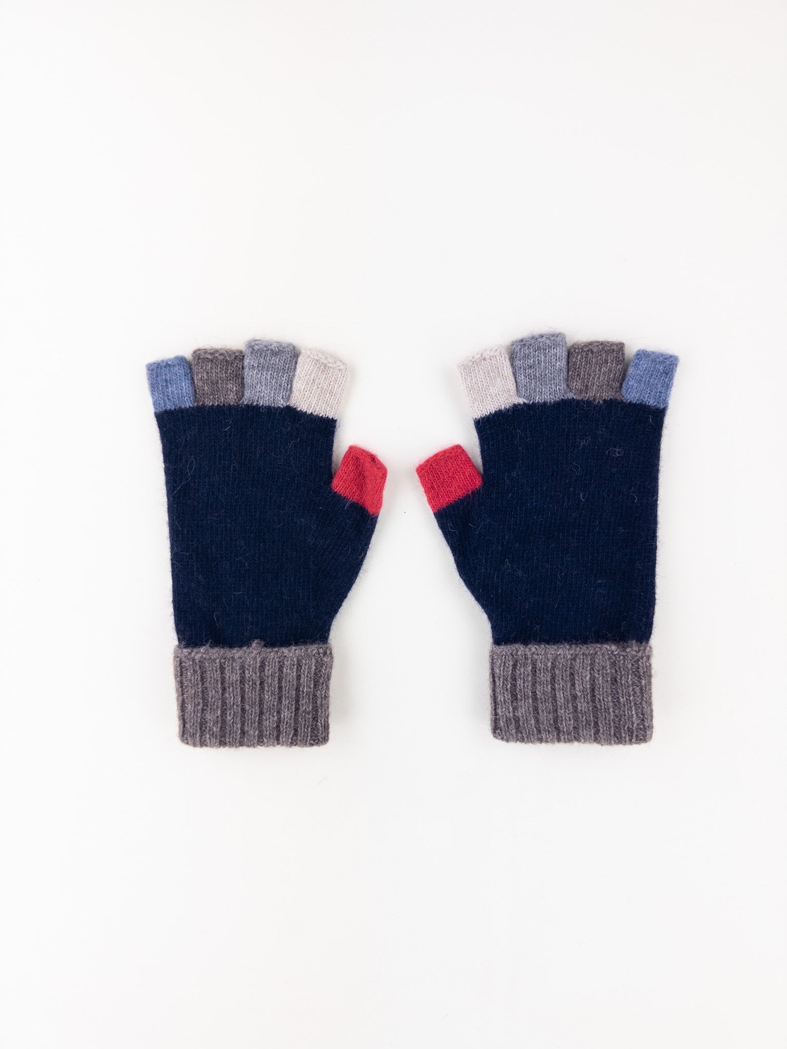 Santacana Wool and Angora Fingerless Multicolor Glove in Marino - Big Bag NY