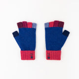 Santacana Wool and Angora Fingerless Multicolor Glove in Azul - Big Bag NY