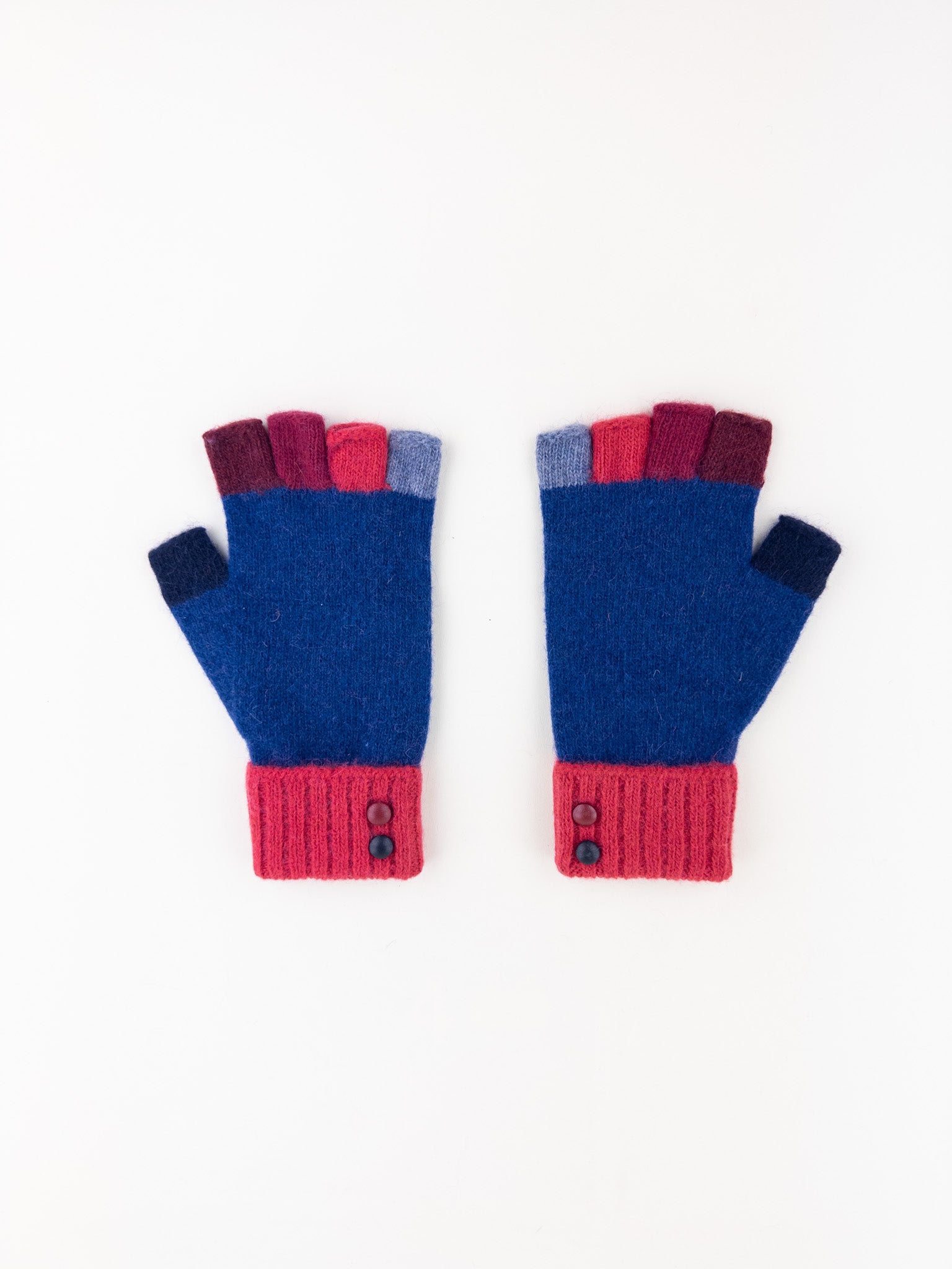 Santacana Wool and Angora Fingerless Multicolor Glove in Azul - Big Bag NY