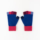 Santacana Wool and Angora Fingerless Multicolor Glove in Azul - Big Bag NY