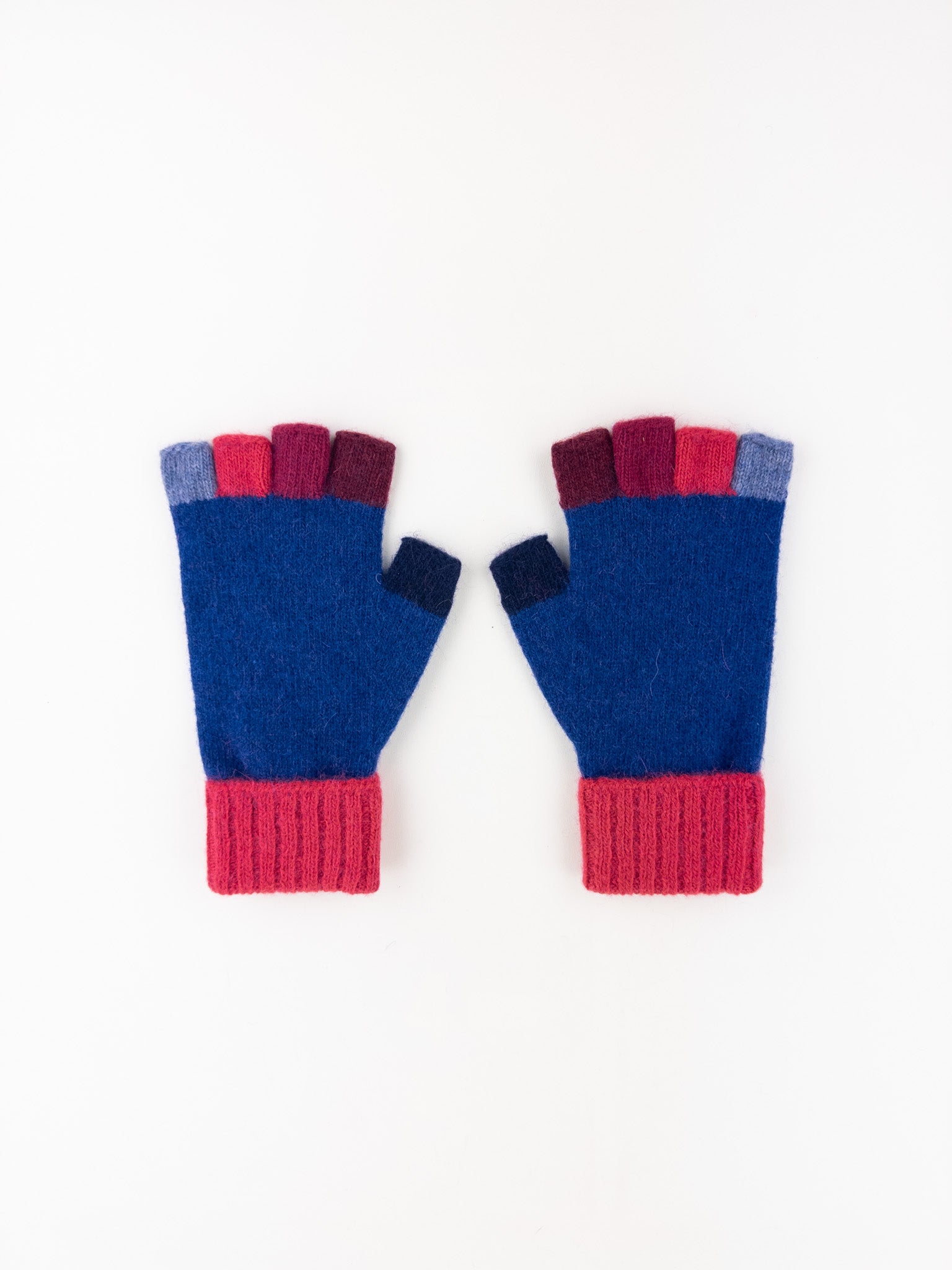 Santacana Wool and Angora Fingerless Multicolor Glove in Azul - Big Bag NY