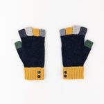 Santacana Wool and Angora Fingerless Multicolor Glove in Black - Big Bag NY