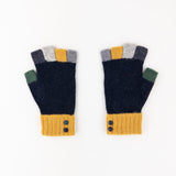 Santacana Wool and Angora Fingerless Multicolor Glove in Black - Big Bag NY