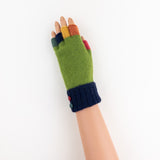 Santacana Wool and Angora Fingerless Multicolor Glove in Green - Big Bag NY