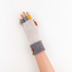 Santacana Wool and Angora Fingerless Multicolor Glove in Beige - Big Bag NY