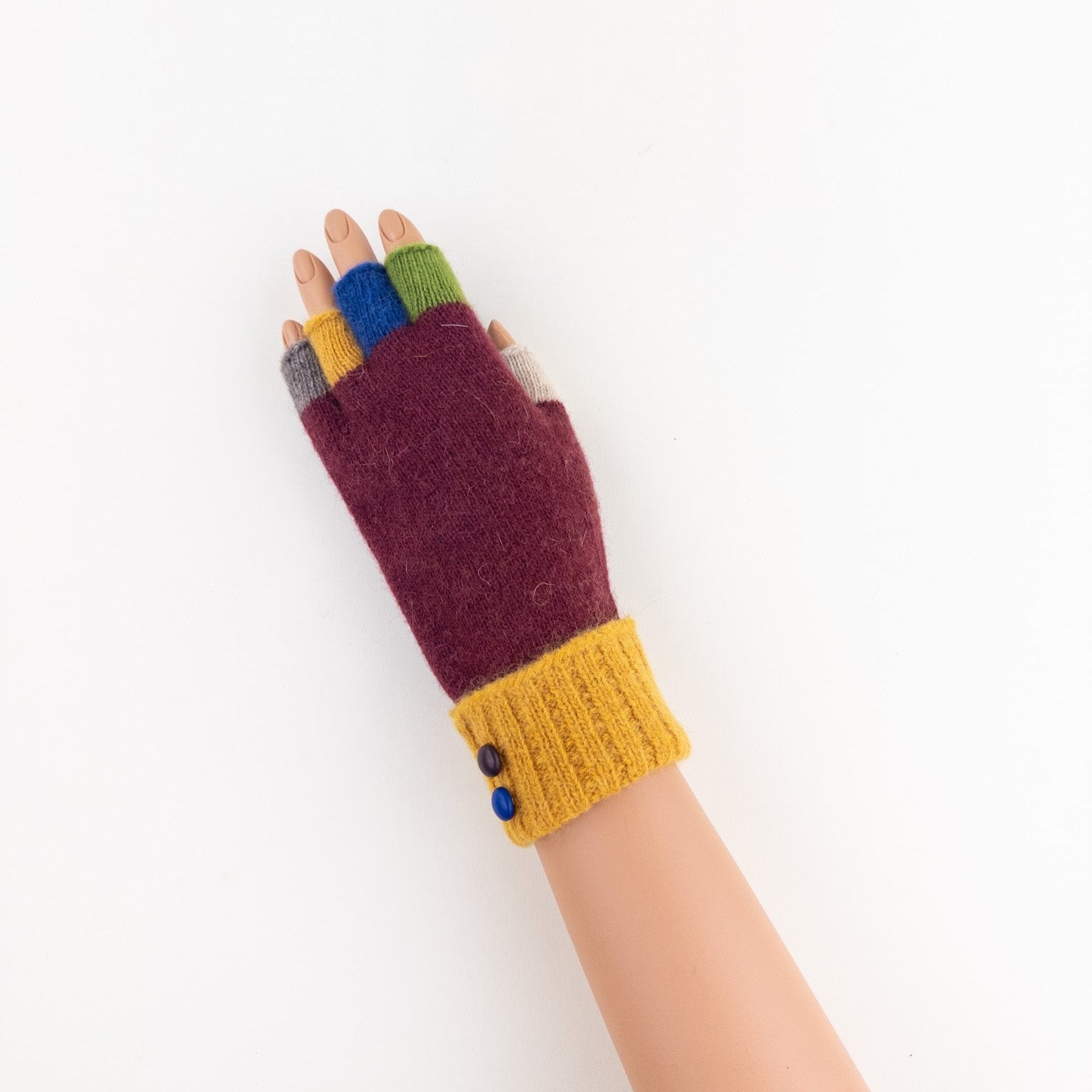 Santacana Wool and Angora Fingerless Multicolor Glove in Burdeos - Big Bag NY