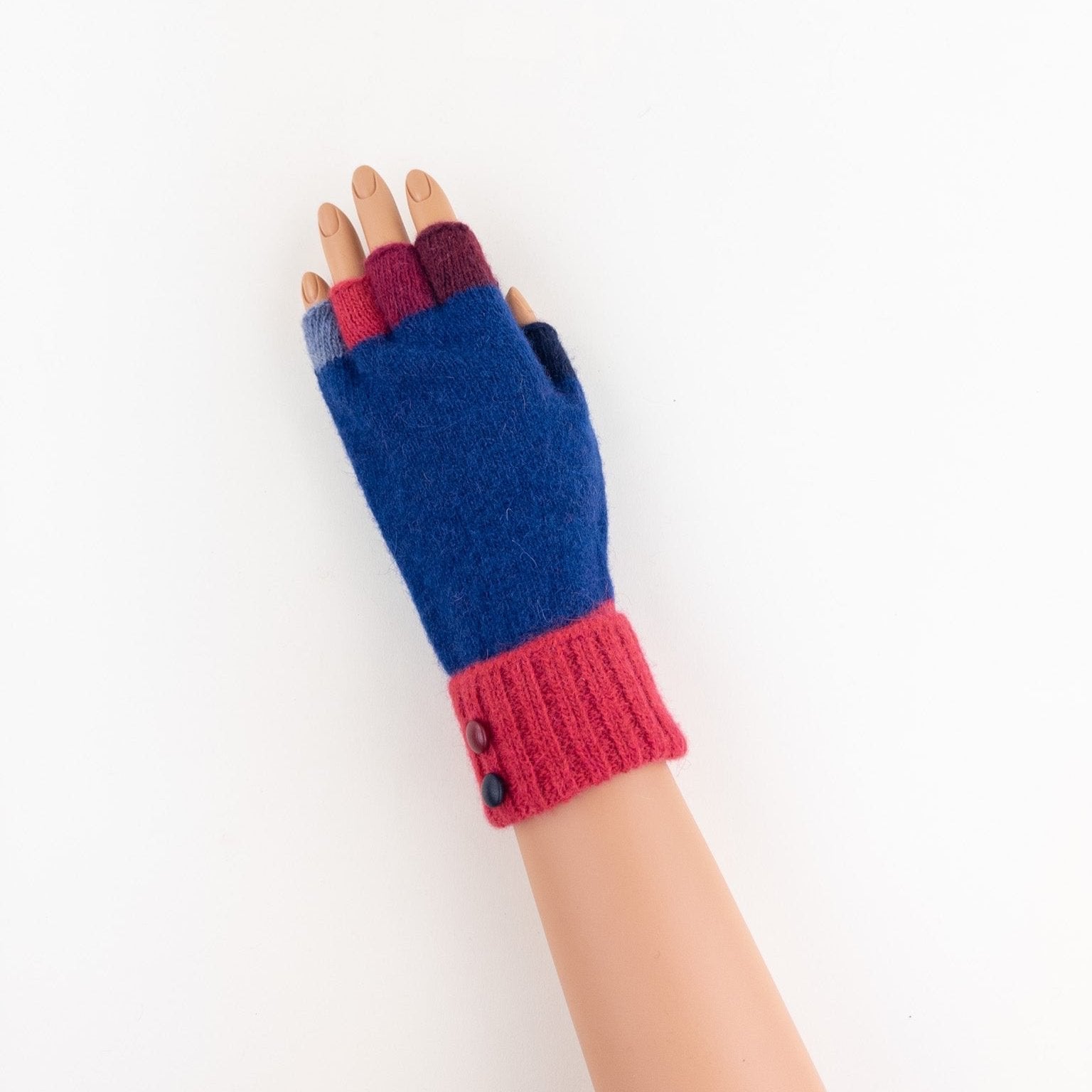 Santacana Wool and Angora Fingerless Multicolor Glove in Azul - Big Bag NY