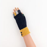 Santacana Wool and Angora Fingerless Multicolor Glove in Black - Big Bag NY