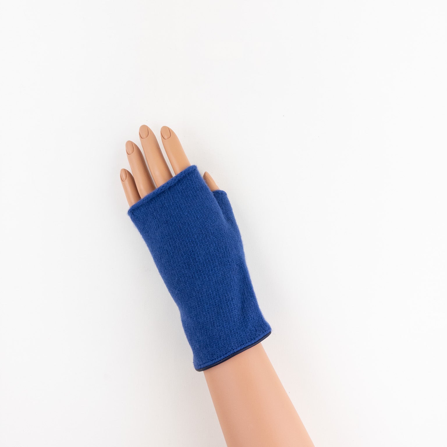 Merino and Cashmere Fingerless Glove with Leather Trim