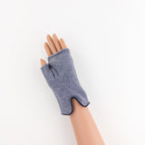 Merino and Cashmere Fingerless Glove with Leather Trim