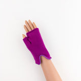 Merino and Cashmere Fingerless Glove with Leather Trim