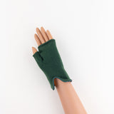 Merino and Cashmere Fingerless Glove with Leather Trim