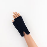 Merino and Cashmere Fingerless Glove with Leather Trim